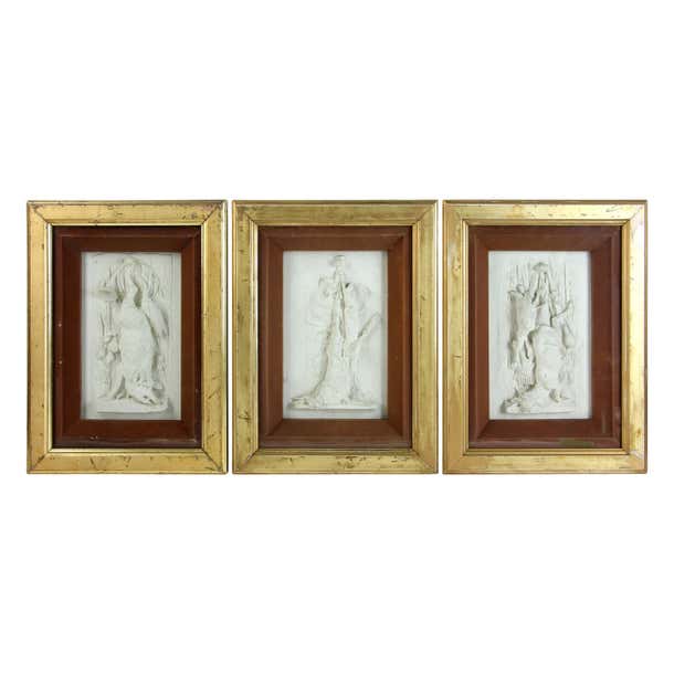 Framed Plaster Reliefs of German Hunting Prey