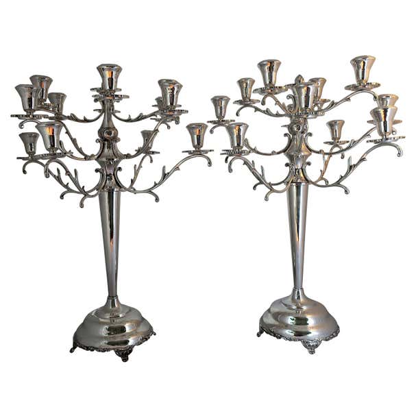 19th Century Sterling Silver Twelve-Arm Candelabra