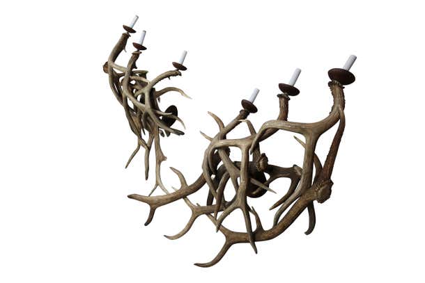 Antler Wall Sconces, Pair of Three-Light