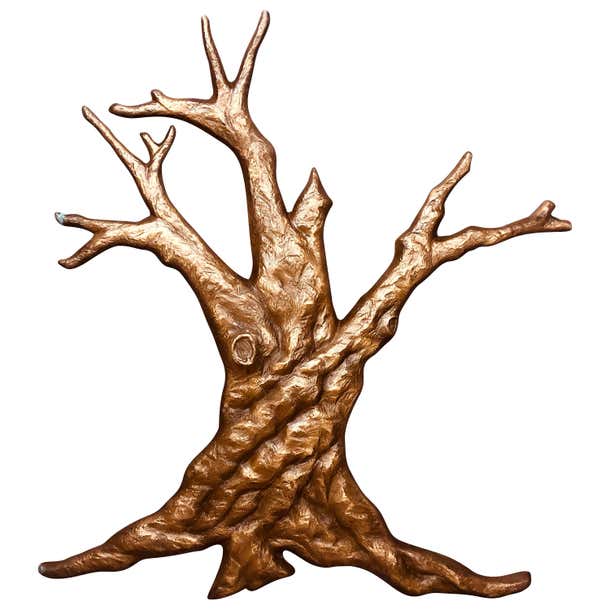 Bronze Tree Midcentury Garden Wall Sculpture