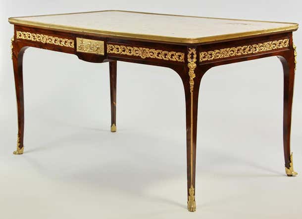 19th Century French Marble Top Writing Table/Desk with Ormolu Mounts