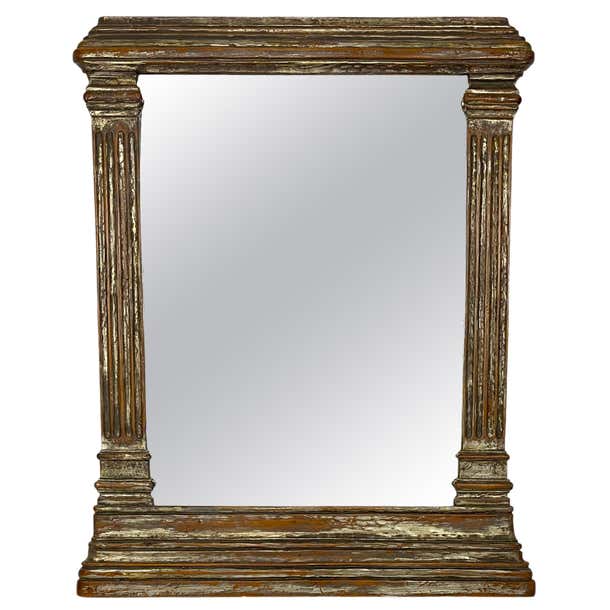 Neoclassical Style Gilt and Silvered Mirror with Carved Columns