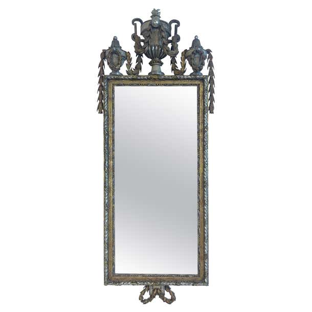 Silvered and Giltwood Swedish Neoclassical Mirror with Original Glass