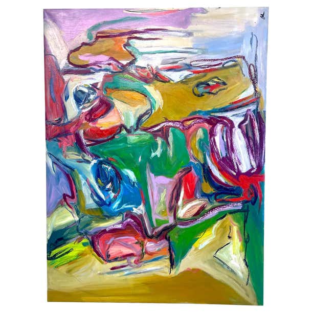 "Puzzled" by Bissy Riva Contemporary Oil on Canvas Painting