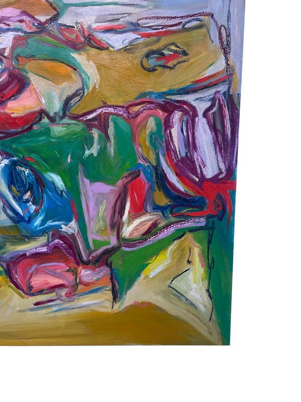 "Puzzled" by Bissy Riva Contemporary Oil on Canvas Painting