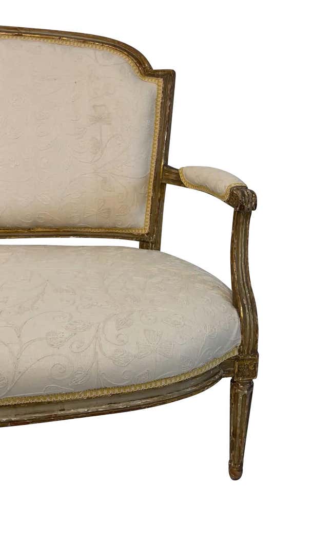 19th Century Louis XVI Style Giltwood Settee