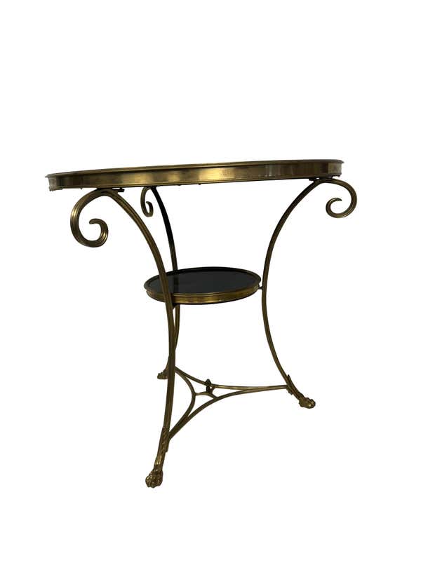 19th Century French Brass and Black Marble Gueridon Table