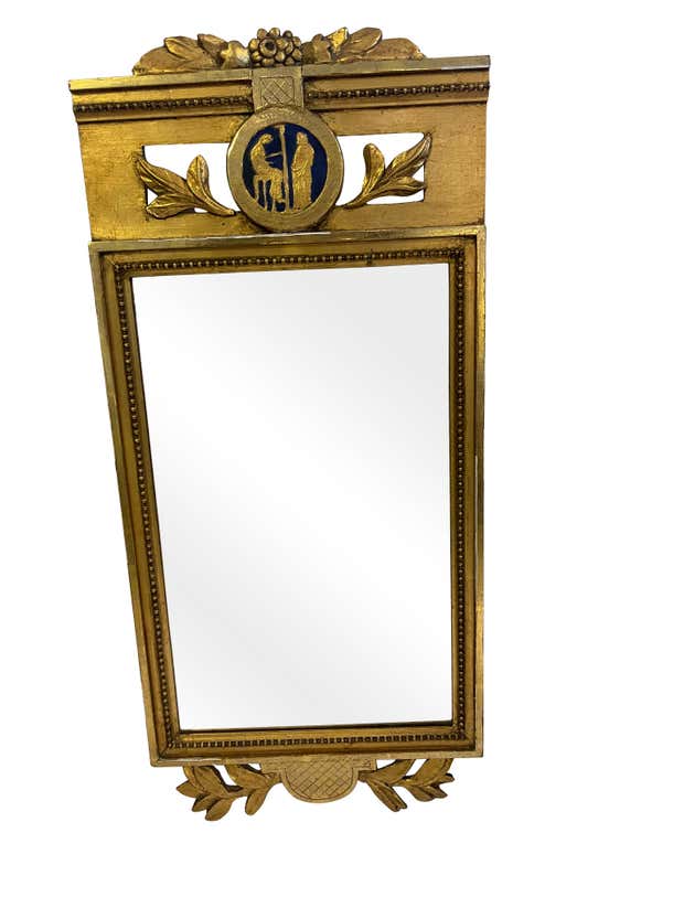Late 18th Century Gustavian Gilt Swedish Mirror with Original Glass