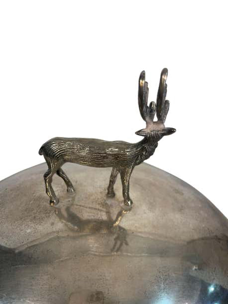 Antique Stag Covered Silverplate Meat Dome