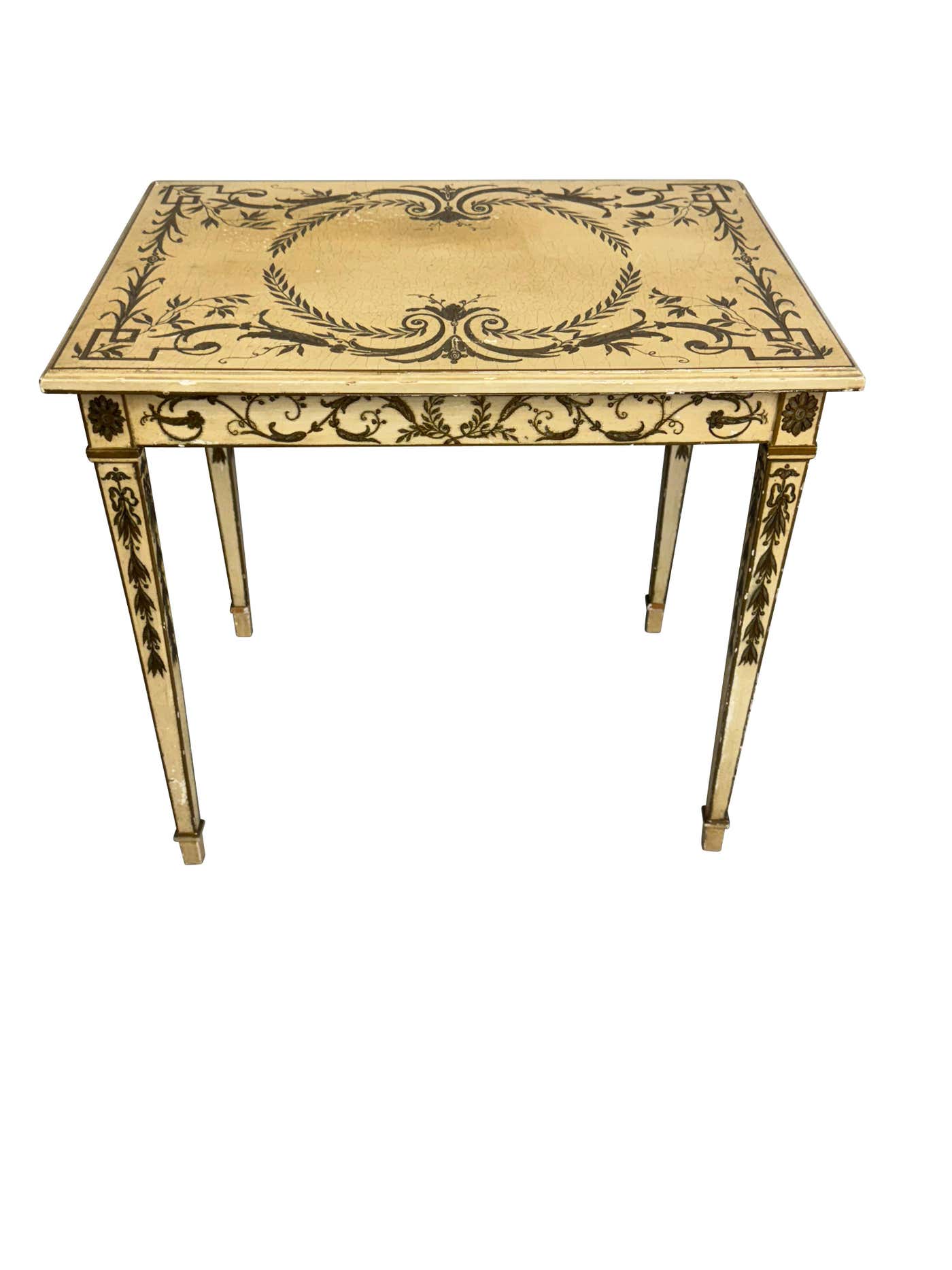 French Painted Decorated End table with Neoclassical Designs