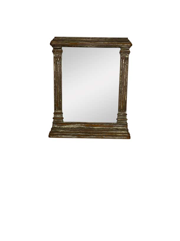 Neoclassical Style Gilt and Silvered Mirror with Carved Columns