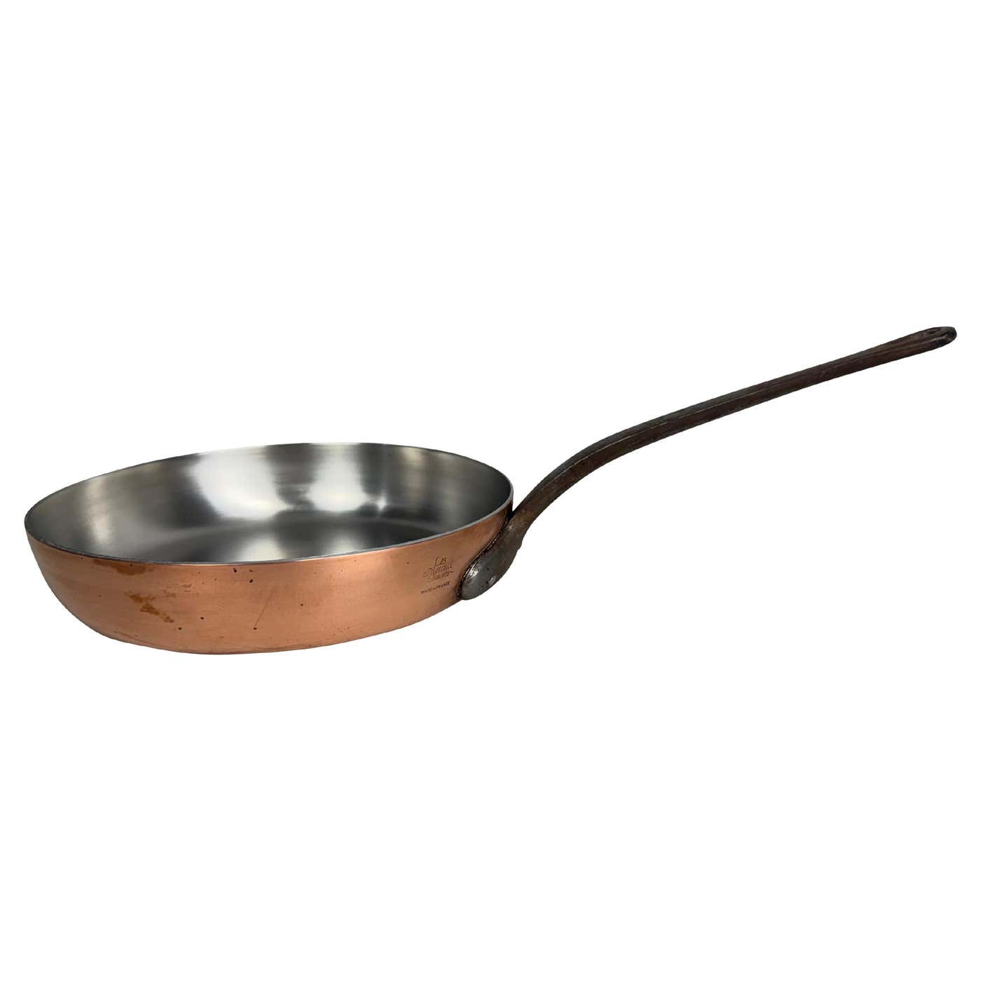 French Copper Skillet 9 Inch Marked Metaux Ouvres France